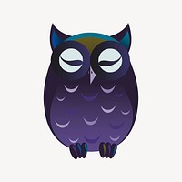 Sleeping owl, animal clipart, Glitch game illustration psd. Free public domain CC0 image.