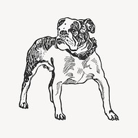 Vintage bulldog, animal collage element vector