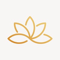 Gold flower, wellness business logo collage element vector