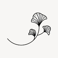 Ginkgo leaf, line art collage element vector