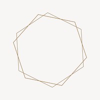 Gold hexagon frame, collage element vector