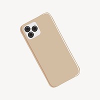 Cute beige phone collage element, digital device vector