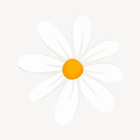 White flower collage element, aesthetic design vector