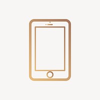 Mobile phone icon, gold line art vector