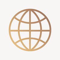 Grid globe icon, gold line art vector