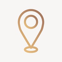 Location pin icon, gold line art vector