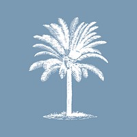 Palm tree rubber stamp, collage element vector
