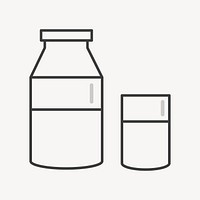 Milk bottle line icon, food collage element vector