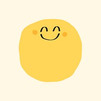 Cute smiling emoji doodle collage element vector