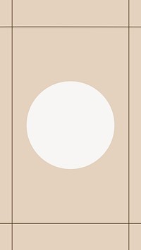 Brown background, beige round frame collage element vector