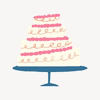 Wedding cake collage element, cute doodle vector