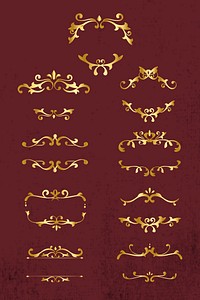 Scroll ornaments frames psd gold art deco collection