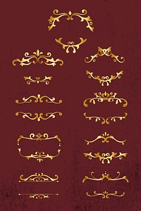 Gold ornamental filigree frame vector set