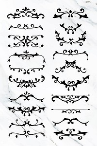 Black ornamental filigree frame vector set