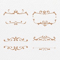 Scroll ornaments frames psd bronze art deco set