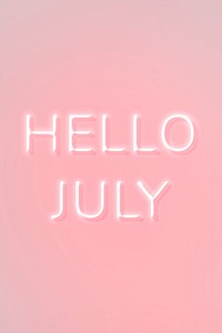 Glowing Hello July neon text
