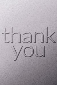 Thank you gratitude message typography emboss style 
