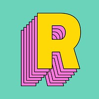 Layered letter r psd stylized typography