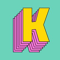 Layered letter k psd retro typeface