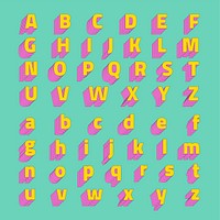 Alphabet set 3d vector stylized typeface