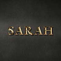 Sarah typography in gold effect design element