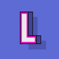 Letter L isometric halftone style typography vector