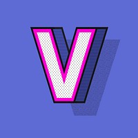 Letter V 3D halftone effect typography vector