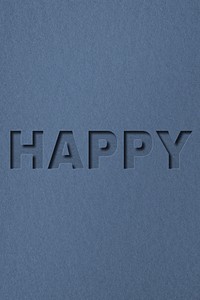 Happy word paper cut font typography