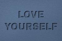 Paper cut love yourself text font typography