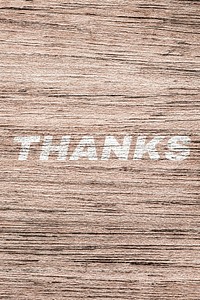Thanks word typography light wood texture