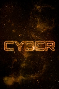 CYBER word typography brown text