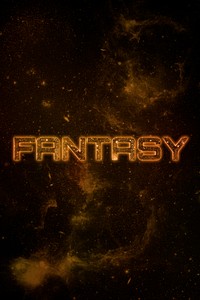 FANTASY word typography brown text