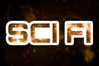 Brown SCI FI galaxy sticker psd word typography