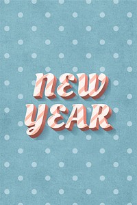 New year word candy cane typography