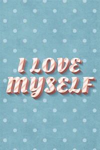 I love myself word candy cane typography