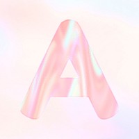Letter A psd sticker shiny holographic pastel typography