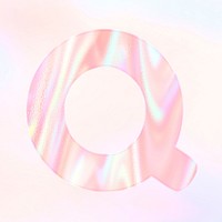 Holographic pastel Q sticker psd orange alphabet font typography