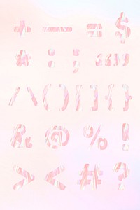 Pastel holographic font psd symbols set 
