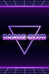 Dance club retro style word on futuristic background