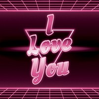 Neon I love you pink grid text typography
