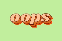Oops word retro shadow font typography