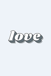 Love retro bold love theme font style illustration