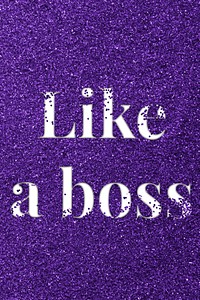 Like a boss glittery purple typography word