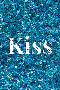 Glittery kiss message typography word