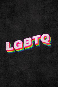 LGBTQ rainbow word typography on black background