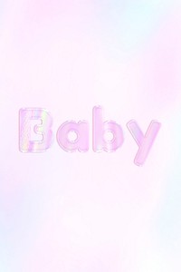 Baby text holographic word art pastel gradient typography