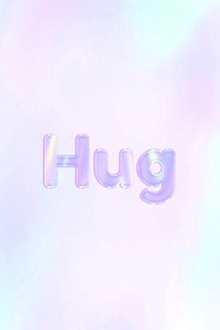 Hug purple gradient holographic pastel word art typography