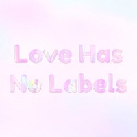 Pastel love has no labe word art holographic typography