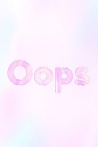 Oops word holographic effect pastel gradient typography