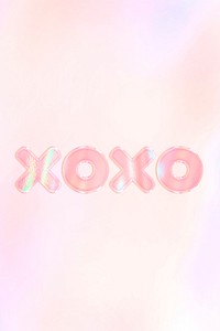 XOXO holographic effect pastel typography